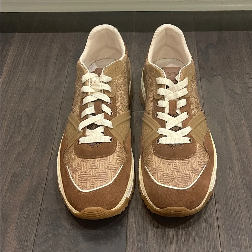 Coach New York khaki Signature C143 G3525 Shoes Sneakers Mens Size 12